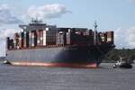 Containerfrachtschiff CMA CGM THALASSA (IMO 9356294); Datum: 23.09.2025; Aufnahmeort: Elbe/Hafen Hamburg, Deutschland.