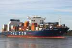 Containerfrachtschiff CMA CGM JACQUES JOSEPH (IMO 9729104); Datum: 05.10.2026; Aufnahmeort: Elbe/Hafen Hamburg, Deutschland. 
