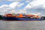 Containerfrachtschiff DETROIT EXPRESS (IMO 9610169); Datum: 18.06.2026; Aufnahmeort: Elbe/Hafen Hamburg, Deutschland.
