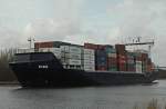 Hier das Containerschiff  Eilbek / Monrovia (IMO: 9313199), gesehen auf dem NOK bei Hochdonn am 07.04.2011.