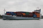 Die voll beladene EMILIA auf ihrem Seewg von Rostock-Überseehafen nach Kaliningrad beim Auslaufen am 17.07.2021 in Warnemünde.