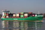 Containerfrachtschiff ELBINSEL (IMO 9977426); Eigner/Betreiber: Unifeeder; Datum: 09.03.2026; Aufnahmeort: Elbe/Hafen Hamburg, Deutschland.