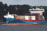 Containerfrachtschiff ELBTEAM (IMO 9429273); Datum. 18.09.2026; Aufnahmeort: Elbe/Hafen Hamburg, Deutschland.