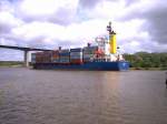 Containerschiff FLORENC auf dem Nord-Ostsee-Kanal in Richtung Kiel unterwegs,22.06.2008