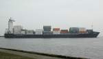 Das Containerschiff  MS Flottbek Monrovia hat am 3.4.2011 gerade den Nord-Ostsee-Kanal bei Brunsbüttel verlassen und fährt zum Hamburger Hafen. Bei der MS Flottbek IMO 9313216 und Baunummer S. 673 handelt es sich um das dritte in Papenburg gebaute von vier neuartigen Containerschiffen mit einer Ladekapazität von 1620 Containern (TEU). Die schnellen und schlanken Containerschiffe sind 169,00 Meter lang, 27,20 Meter breit und erreichen eine Geschwindigkeit von über 20 Knoten. 