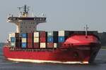 Containerfrachtschiff FREDERIK (IMO 9328637); Datum: 13.08.2025; Aufnahmeort: Elbe/Hafen Hamburg, Deutschland. Das Bild zeigt die FREDERIK vor dem Bubendey Ufer.