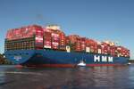 Containerfrachtschiff HMM SOUTHAMPTON (IMO 9868340); Datum: 25.09.2026; Aufnahmeort: Elbe/Hafen Hamburg, Deutschland.