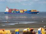 Containerschiff  Jork Ranger  am Duhner Watt bei Cuxhaven, 10.9.2015 