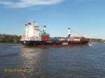 LAGARFOSS (IMO 9641314) am 6.4.2015, Hamburg einlaufend, Elbe Höhe Bubendeyufer /
Feederschiff / BRZ 10.106 / Lüa 140,7 m, B 23,2 m, Tg 8,3 m / 1 Diesel , MaK 9M43C  9000 kW, 12.240 PS, 18 kn / ges. 875 TEU, 230 Reefer / gebaut 2014 bei Shen Fei Shipbuilding, Rongcheng, China / Eigner + Manager: Eimskip, Reykjavik, Island / Flagge: Antigua & Barbuda, Heimathafen: St. John's /
