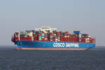 Container Ship COSCO Shipping Libra (IMO:9783538) Cuxhaven Elbe am 20.04.2019.