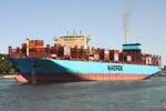 Containerfrachtschiff MAERSK CLEVELAND (IMO 9936408); Eigner/Betreiber: Maersk; Datum: 08.05.2026; Aufnahmeort: Elbe/Hafen Hamburg, Deutschland.