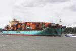 Containerfrachtschiff MAERSK TANJONG (IMO 9332511); Eigner/Betreiber: Maersk; Datum: 25.07.2026; Aufnahmeort: Elbe/Hafen Hamburg, Deutschland.