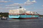 Containerfrachtschiff MAERSK MONTE LINZOR (IMO 9283186); Datum: 08.08.2026; Aufnahmeort: Elbe/Hafen Hamburg, Deutschland.