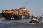 Containerfrachtschiff MSC JOANNA; Eigner/Betreiber: MSC; Aufnahmeort: Elbe/Hafen Hamburg, Deutschland; Datum: 01.07.2025; Info: (IMO-9304435). Das -bild zeigtdie MSC JOANNA vor dem Bubendey Ufer.