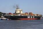 Containerfrachtschiff MSC FLORENTINA (IMO 9251705); Eigner/Betreiber: MSC; Datum: 13.08.2025; Aufnahmeort: Elbe/Hafen Hamburg, Deutschland.