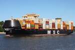 Containerfrachtschiff MSC TOGO (IMO 9974486); Eigner/Betreiber: MSC; Datum: 08.05.2026; Aufnahmeort: Elbe/Hafen Hamburg, Deutschland.
