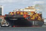Containerfrachtschiff MSC ELAINE (IMO 9393321   ); Eigner/Betreiber: MSC; Datum: 05.07.2026; Aufnahmeort: Elbe/Hafen Hamburg, Deutschland.