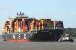 Containerfrachtschiff MSC MADRID (IMO 9480198); Datum: 27.05.2026; Aufnahmeort: Elbe/Hafen Hamburg, Deutschland.
