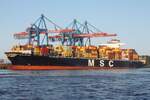 Containerfrachtschiff MSC ALINA (IMO 9695016); Datum: 21.07.2026; Aufnahmeort: Elbe/Hafen Hamburg, Deutschland.