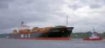Hamburg am 17.9.10 - MSC DYMPHNA einlaufend, Hhe Finkenwerder.(Das Schiff ist Bj. 1988, mit 43.224 tdw Tragfhigkeit.