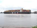Hamburg: Die brandneue MSC TOKYO hatte am 8.8.05 gerade  Teufelsbrck  passiert.(Bj 2005, 70.000 PS Maschine,25kn schnell)