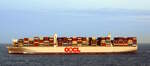 Der 400m lange Containerfrachter OOCL JAPAN am 21.09.23 im Kattegat vor Göteburg.