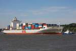 Containerfrachtschiff OOCL KOBE (IMO 9329526); Datum: 26.08.2026; Aufnahmeort: Elbe/Hafen Hamburg, Deutschland.