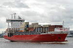 Die RUTH IMO-Nummer:9376036 Flagge:Zypern Länge:134.0m Breite:22.0m Baujahr:2008 Bauwerft:Sietas,Hamburg Deutschland auslaufend aus Hamburg vor Blankenese am  03.07.25