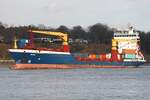 Containerschiff RITA; Eigner/Betreiber: SIBUM Reederei; Aufnahmeort: Elbe/Hafen Hamburg, Deutschland; Datum: 20.02.2014; Info: (IMO 9318931) Das Bild zeigt die RITA oberhalb Teufelsbrück.