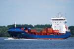 Feeder Sophia IMO-Nummer:9433456 Flagge:Antigua und Barbuda Lnge:130.0m Breite:21.0m Baujahr:2008 Bauwerft:Fujian Mawei Shipbuilding,Mawei China auslaufend aus Hamburg passiert Lhe am 10.07.11