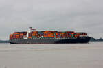 Container Ship SANTA VIOLA (IMO:9295373) Flagge Liberia Reederei Offen am 18.09.2021 auf der Elbe Glückstadt.