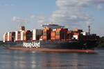 Containerfrachtschiff SANTOS EXPRESS (IMO 9777632); Eigner/Betreiber: Hapag-Lloyd; Datum: 29.09.2025; Aufnahmeort: Elbe/Hafen Hamburg, Deutschland.