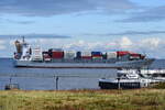 THETIS D , Feederschiff , IMO 9372274 , Baujahr 2009 , 168 x 26 m , 1400 TEU , Cuxhaven , Alte Liebe , 27.10.2025 , 