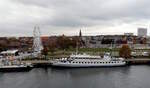 Das 49m lange Fahrgastschiff BALTICA am 08.11.23 in Rostock