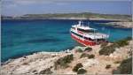 Die EUROPA II hat im Rahmen einer Ausflugsfahrt in der blauen Lagune auf Comino festgemacht. 23.03.2009