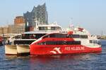 Katamaranf�hre HALUNDER JET (neu); IMO 9825295; Eigner/Betreiber: FRS Helgoline; Datum: 11.07.2026; Aufnahmeort: Elbe/Hafen Hamburg, Deutschland.