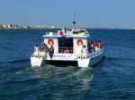 Frankreich, Languedoc-Roussillon, Hérault, Palavas-les-Flots, Catamaran Mikael II auf dem Mittelmeer, 02.08.2013 