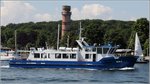 Die 1999 gebaute MIRA ist ein Fahrgastschiff, das für Seebestattungen eingesetzt wird. Sie ist 25,84 m lang und 5 m breit. Heimathafen ist Kiel. Hier ist sie am 05.06.2016 in Lübeck-Travemünde unterwegs.