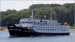 Die 1958 gebaute MARITTIMA (IMO 5315412) macht sich am 05.06.2016 von der Trave zu einer kurzen Rundfahrt in die Lübecker Bucht auf den Weg. Sie ist 46,16 m lang, 8,36 m breit und bietet bis zu 614 Personen Platz. Heimathafen ist Lübeck. Frühere Namen: SCHLESWIG, UTHLANDE, MOBY DICK, PUERTO RICO, PUERTO MOGAN.