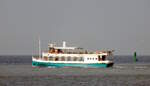 Das 26m lange Fahrgastschiff SELENE am 06.03.24 in Rostock.