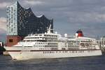 Kreuzfahrtschiff EUROPA (IMO 9183855); Eigner/Betreiber: Hapag Lloyd Kreuzfahrten; Datum: 05.08.2026; Aufnahmeort: Elbe/Hafen Hamburg, Deutschland.