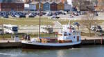 Das 25m lange Passagierschiff JAN MAAT am 07.03.24 in Rostock