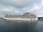 MSC Poesia, 19.09.2019, Warnemünde - von Bord der Robin Hood (TT-Line) aus aufgenommen.