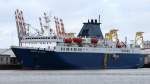 die Ocean Atlantic am 08.01.2014 im Hafen von Bremerhaven. Sie ist 140m lang und 21m breit.