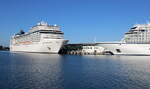 Am Morgen des 07.08.2022 lagen die Kreuzfahrtschiffe MSC Poesia und Viking Jupiter in Warnemünde.