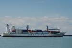 Benguela Stream ein Containerschiff,  Heimathafen Groningen im Hafen von Le Havre auslaufend beobachtet am 29.05.2013.