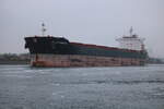 Der Bulker AP AGORSY auf dem Seeweg von Rostock nach Ust-Luga beim Auslaufen am 13.11.2021 in Warnemünde.