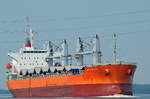 Die Ijssel Confidence IMO-Nummer:9604809 Flagge:Portugal Länge:180.0m Breite:30.0m Baujahr:2012 Bauwerft:Imabari Shipbuilding,Japan einlaufend nach Hamburg bei Lühe am 28.08.19