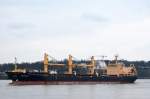 Der Bulker Martigny IMO-Nummer:9229867 Flagge:Schweiz Länge:155.0m Breite:24.0m Baujahr:2002 Bauwerft:Sekwang Heavy Industries,Ulsan Südkorea auslaufend aus Hamburg aufgenommen vom Rüschpark in Finkenwerder am 06.02.16