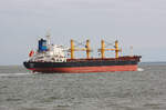 Bulk Carrier MOLESON (IMO:9542831)Flagge Schweiz L.181m B.30m auf der Elbe am 19.09.2021 vor Cuxhaven.